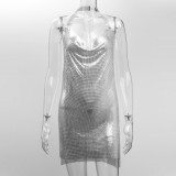 Women's Dress Metallic Sequin Halter Neck Sexy Slit Sweet Dress Party Dress