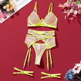 Sexy Women's See-Through Solid Color Sexy Bra Lingerie Set