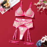 Sexy Women's See-Through Solid Color Sexy Bra Lingerie Set