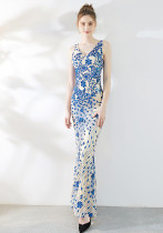 Elegant Long Sequins Plus Size Beauty Formal Party Evening Dress