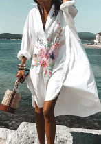 Summer Fit Ladies Long Sleeve Plus Size Bohemian Print Loose Dress