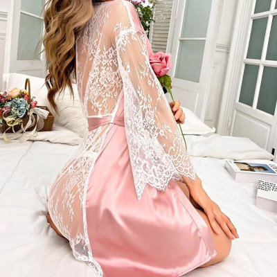 Sexy Lingerie Lace See-Through Low Back Robe