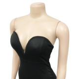 Women's Solid Color Sexy Strapless See-Through Mesh Bodycon Dress