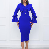 Women's Fashion Chic Career Long Sleeve African Dress