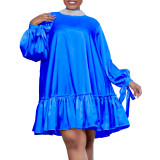 Women's Fashion Chic Beaded SOLid Oversized Plus Size Dress