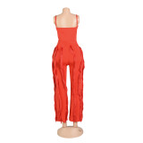 Women's clothing set tassels two-piece pants set