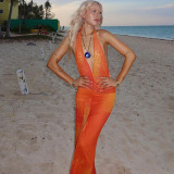 Women's Beach Holidays digital print sexy deep V-neck Halter Neck Lace-Up Low Back long dress