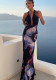 Women's Digital Printing Sexy Drop Neck Long Maxi Dress