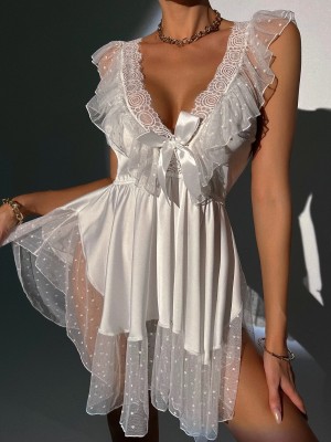 Sexy Lace Satin Babydoll Lingerie
