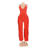 Women's clothing set tassels two-piece pants set