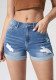 Women Stretch High Waist Ripped Denim Shorts