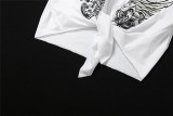 Summer Women Casual Printed Cardigan Tie Crop Top