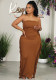 Summer Plus Size Women's Strapless Tight Fitting Slit Tassel Dress