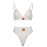 Summer Fashion Solid Color Two-Piece Set Adjustable Strap Low Back Breasted Briefs Underwear Set