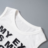 Women's Summer English Print Sleeveless Short Versatile Vest