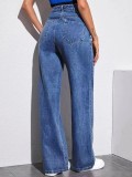 Spring Women's Denim Pants High Waist Loose Wide Leg Trousers Fashion Pants