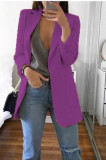 Spring Fall Women's Long Sleeve Plain Pocket Cardigan Blazer Jacket