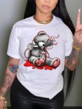 Plus Size women's top cartoon bear print t-shirt