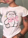 Plus Size women's top loose t-shirt bear print top