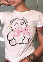 Plus Size women's top loose t-shirt bear print top