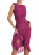 Summer Round Neck Sleeveless Dress Stylish Sexy Tight Fitting Low Back Pleated Midi Dress