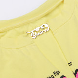 Basic Letter Print Hollow V-Neck Short-sleeved T-Shirt Women's Summer Sexy Fashion Casual Tops