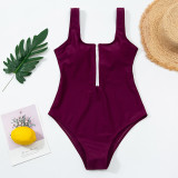 Women Color Block Stripe Print One Piece Swimwear