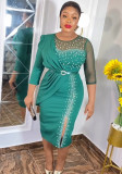 Plus Size African Women lace Patchwork Dress