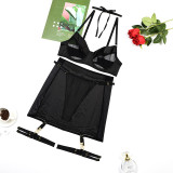 Women See-Through Mesh Patchwork Sexy Lingerie Two-Piece Set
