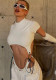 Women Summer Sexy Cropped Top Lace-Up Short Sleeve Bodysuit