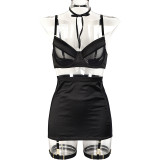 Women See-Through Mesh Patchwork Sexy Lingerie Two-Piece Set