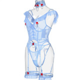 Women See-Through Mesh Body Shaping Garter Sexy Lingerie Set