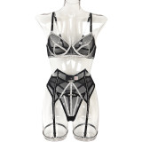 Women Rhinestone Sexy See-Through Mesh Sexy Lingerie Two-Piece Set