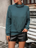 Autumn And Winter Women's Loose Tassel Sweater Knitting Shirt Turtleneck Sweater Women