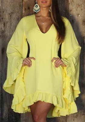 Summer Elegant Chic Women's Pullover V-Neck Irregular Dress