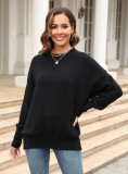 Fall Winter Women's Plus Size Loose Casual Solid Round Neck Knitting Pullover