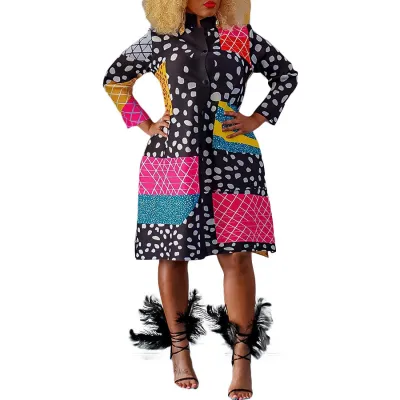 Summer women's clothing positioning multi-color printed dress