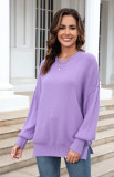 Fall Winter Women's Plus Size Loose Casual Solid Round Neck Knitting Pullover