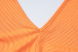 Summer Women's Sexy V-neck Low Back Slim Solid Color Halter Neck Jumpsuit