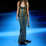 French Casual Chic Slim Fit Dress Summer Denim Washed Distressed Slim Waist Studded Mermaid Slip Dress