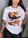 3d Graphics Plus Size Women's Tops Loose Fit Tops Round Neck T-Shirt