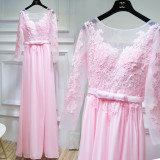 Women Lace Long Sleeve Formal Party Evening Dress