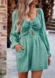 Women Polka Dot Chic Long Sleeve Romper