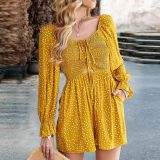 Women Polka Dot Chic Long Sleeve Romper