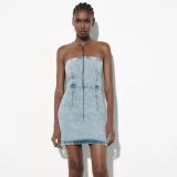 Women Summer CasualStrapless Denim Mini Dress