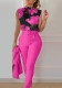 Trendy Spring Print Sleeveless Print Top Solid Pants Fashion Casual Suit (Without Coat)
