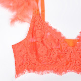 Feather Lace Sexy Suit Lingerie Set Female Underwear