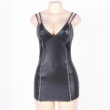 Faux Leather Sexy Straps Nightdress Plus Size Ladies Sexy Lingerie