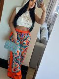 Ladies Fashion Print Loose Casual Trousers