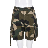 Women's Summer Sexy Hollow Camouflage Zipper Elastic Shorts